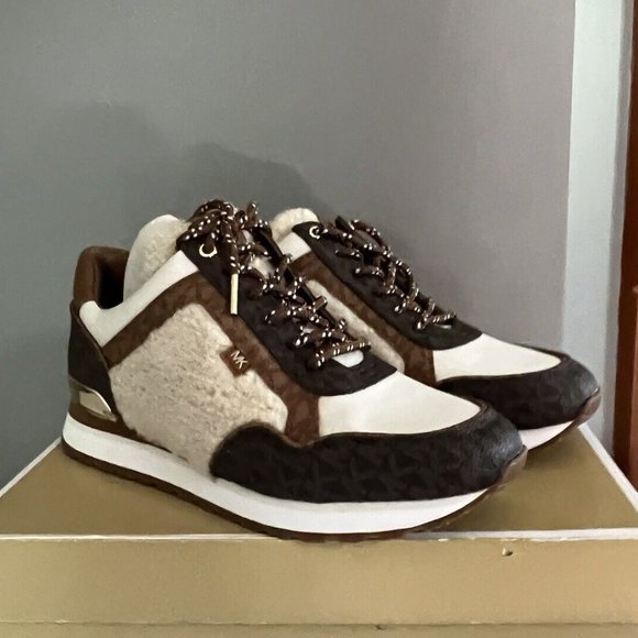 BRAND NEW MICHAEL KORS MADDY TRAINER BROWN MULTI 9 DISCONTINUED - Picture 1 of 3